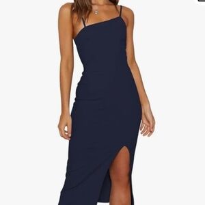 Elegant navy sexy midi dress size small